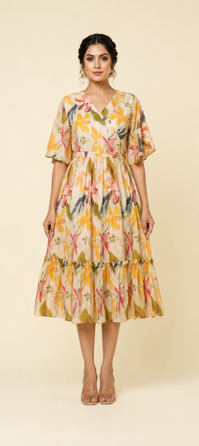 Floral Breeze Tiered Midi Dress