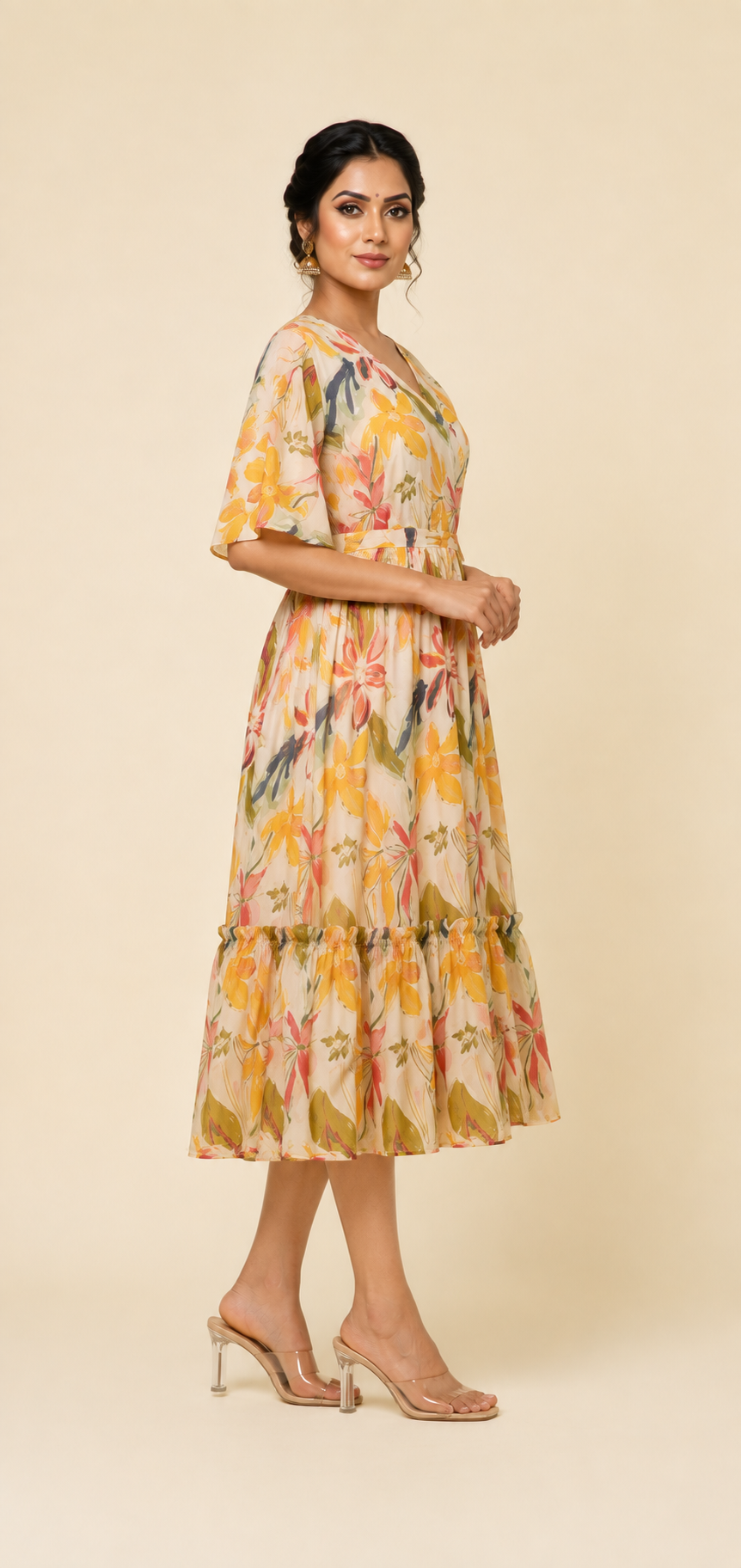 Floral Breeze Tiered Midi Dress