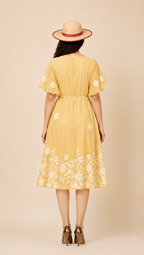 Yellow Floral Flare Dress