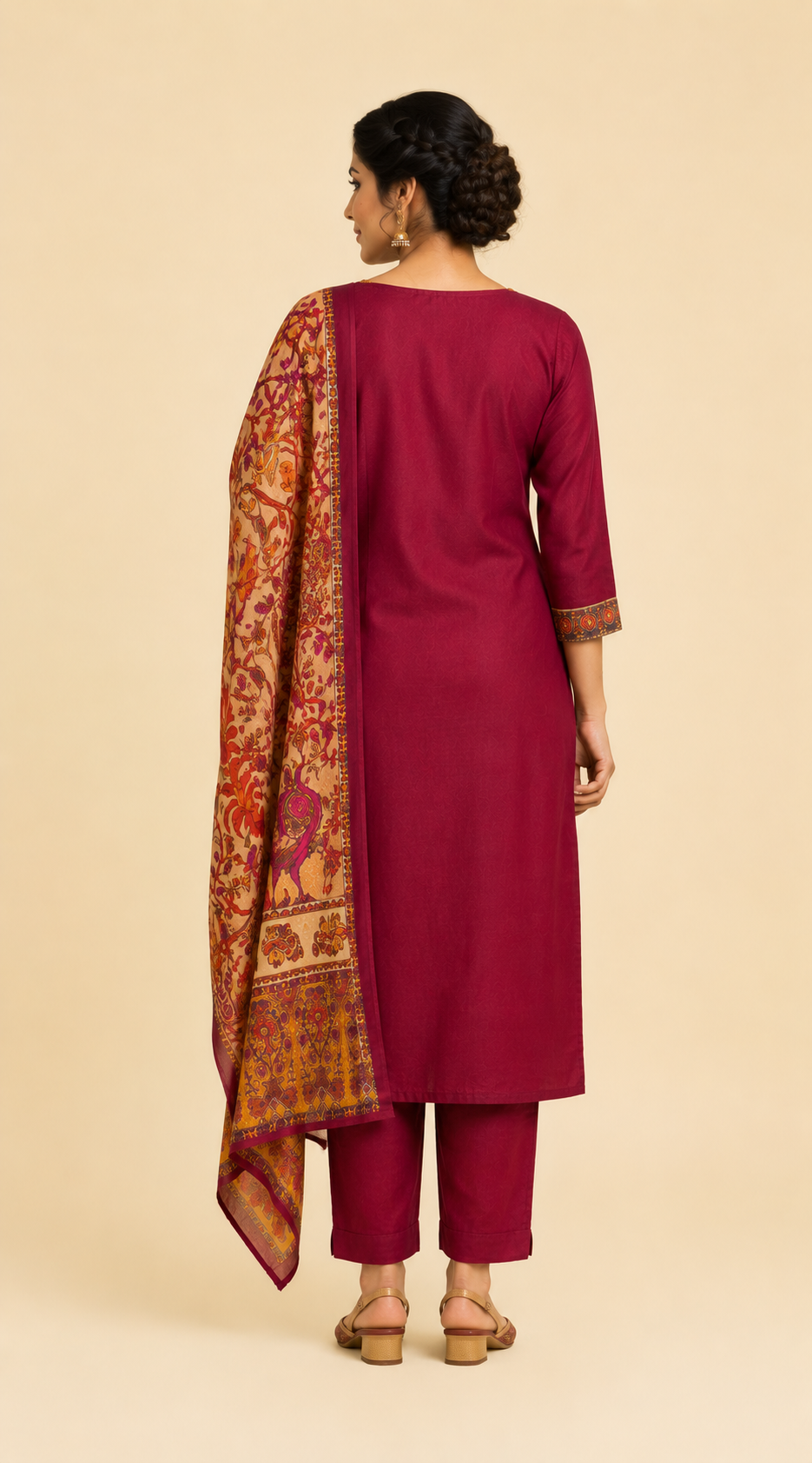 Maroon Kurta Set with Matching Dupatta