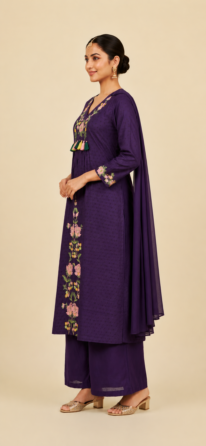 Purple Kurta Set with Matching Dupatta