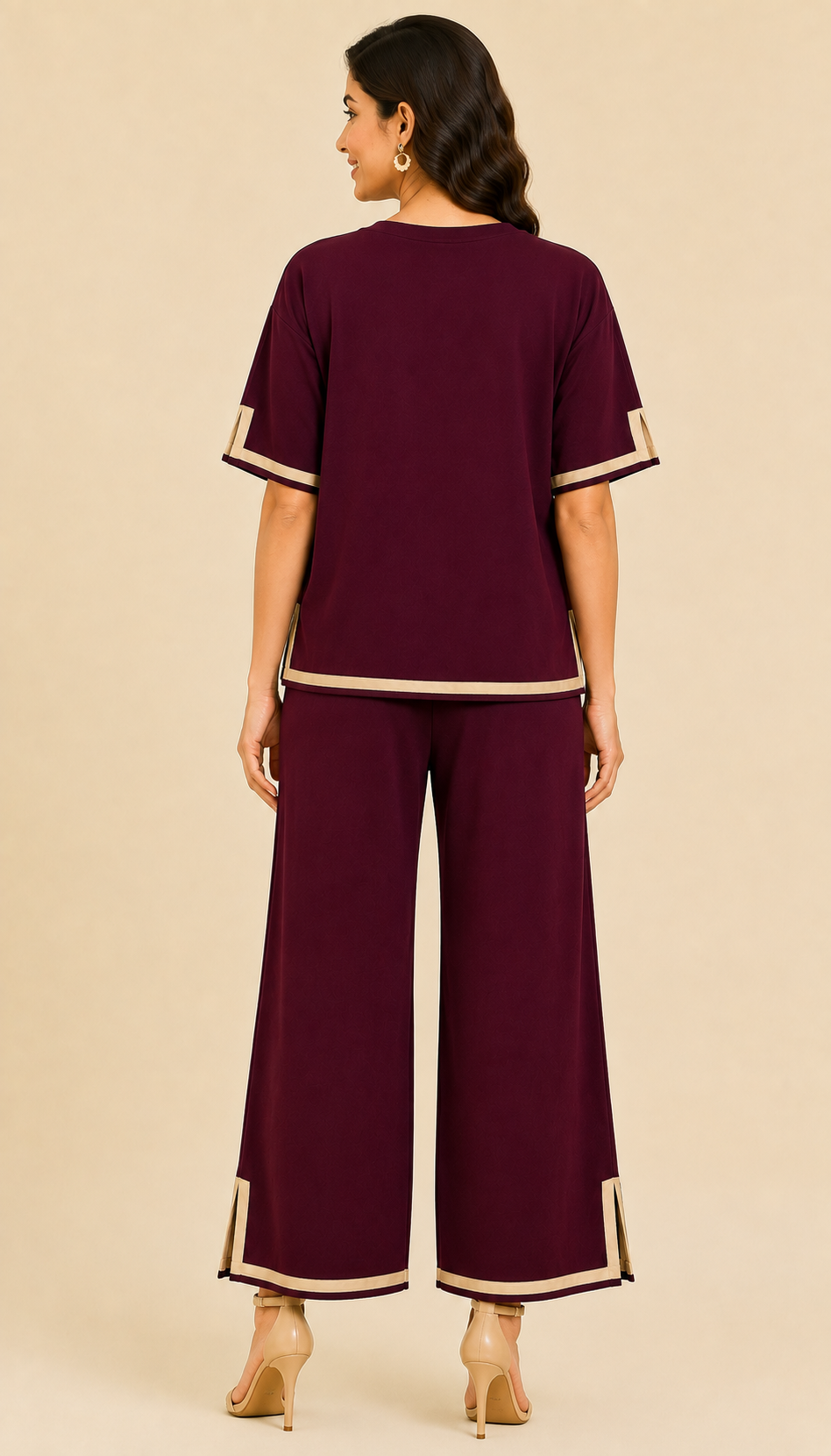 Wine Woolen Co-ord Set
